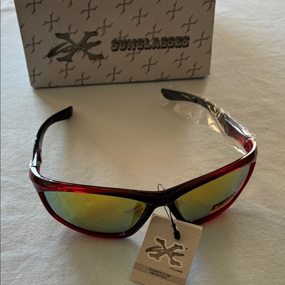 Red Mirrored Sport Sunglasses by
